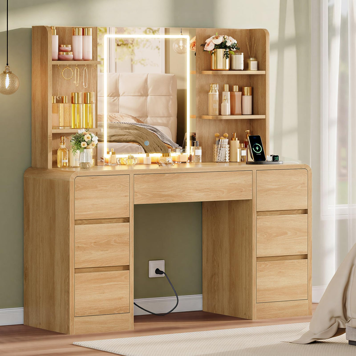 7-Drawer LED Makeup Vanity