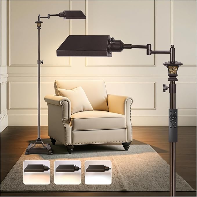 Vintage Dimmable Floor Lamp with Swing Arm