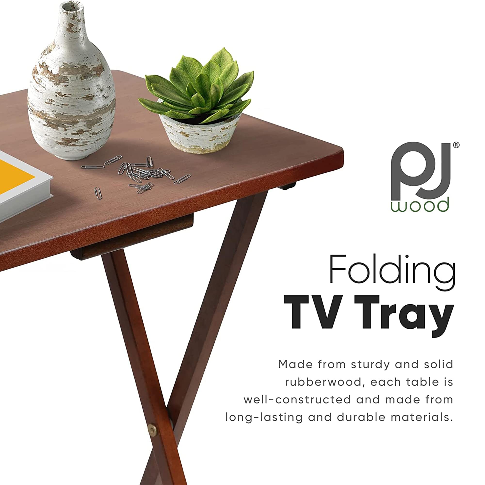5-Piece Folding TV Tray Table Set with Storage Stand