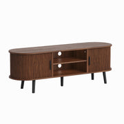 Mid-Century Modern TV Stand with Fluted Sliding Doors