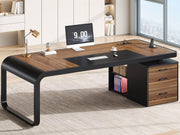 Executive Desk with File Cabinet & Drawers, 70.9"