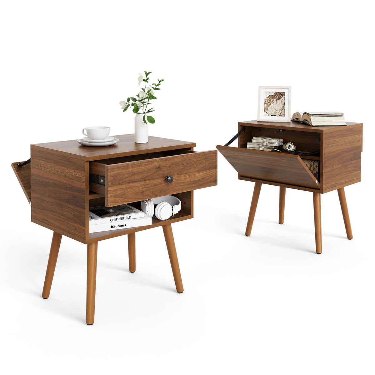 Walnut Hidden Compartment Nightstand