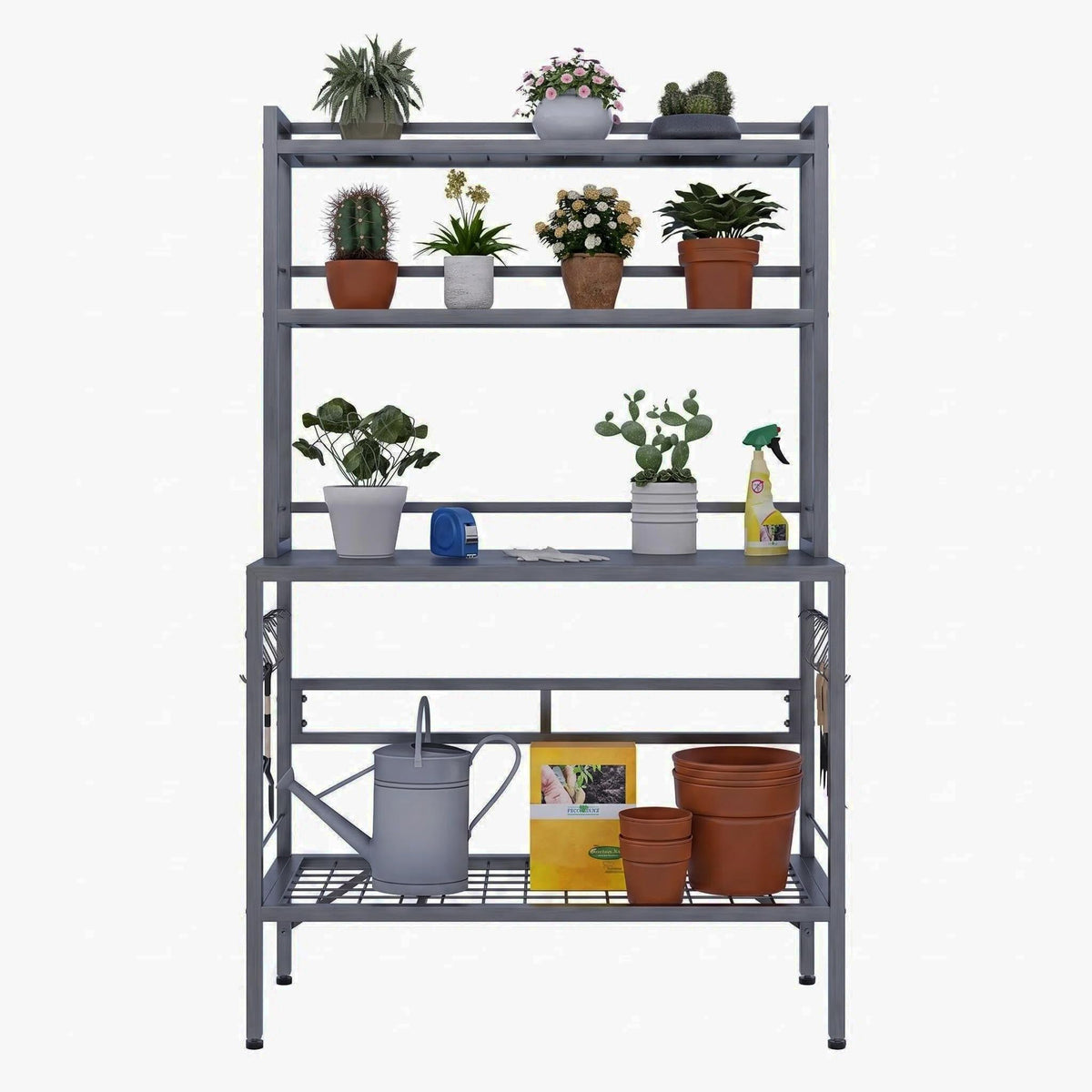 FUXJUM Outdoor Potting Bench Table with Storage, 4-Tier Garden Workstation