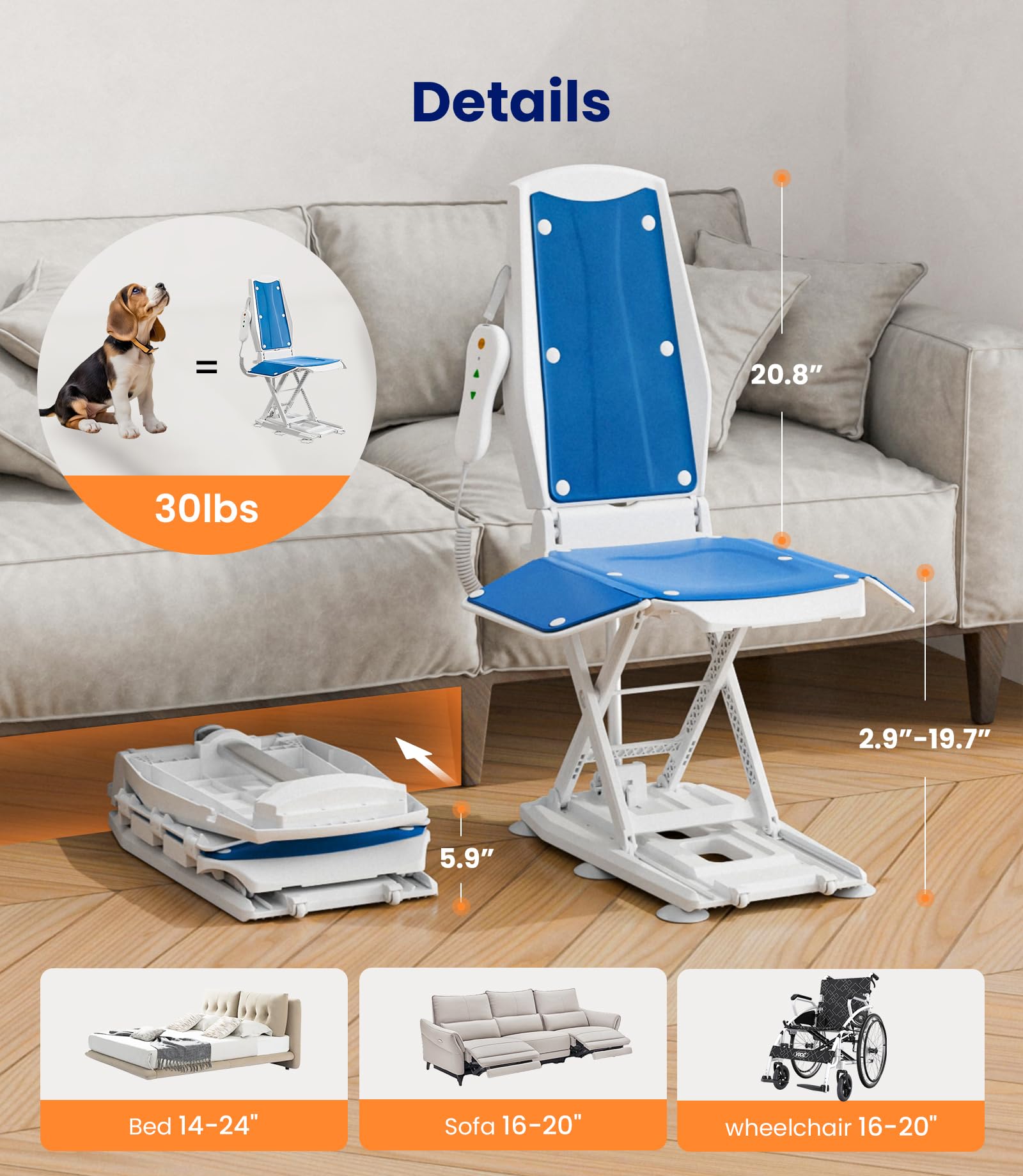 Electric Floor Lift Chair with Wheels