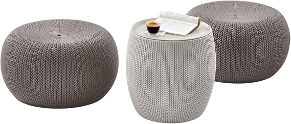 Pouf Ottoman Set of 2 with Storage Table
