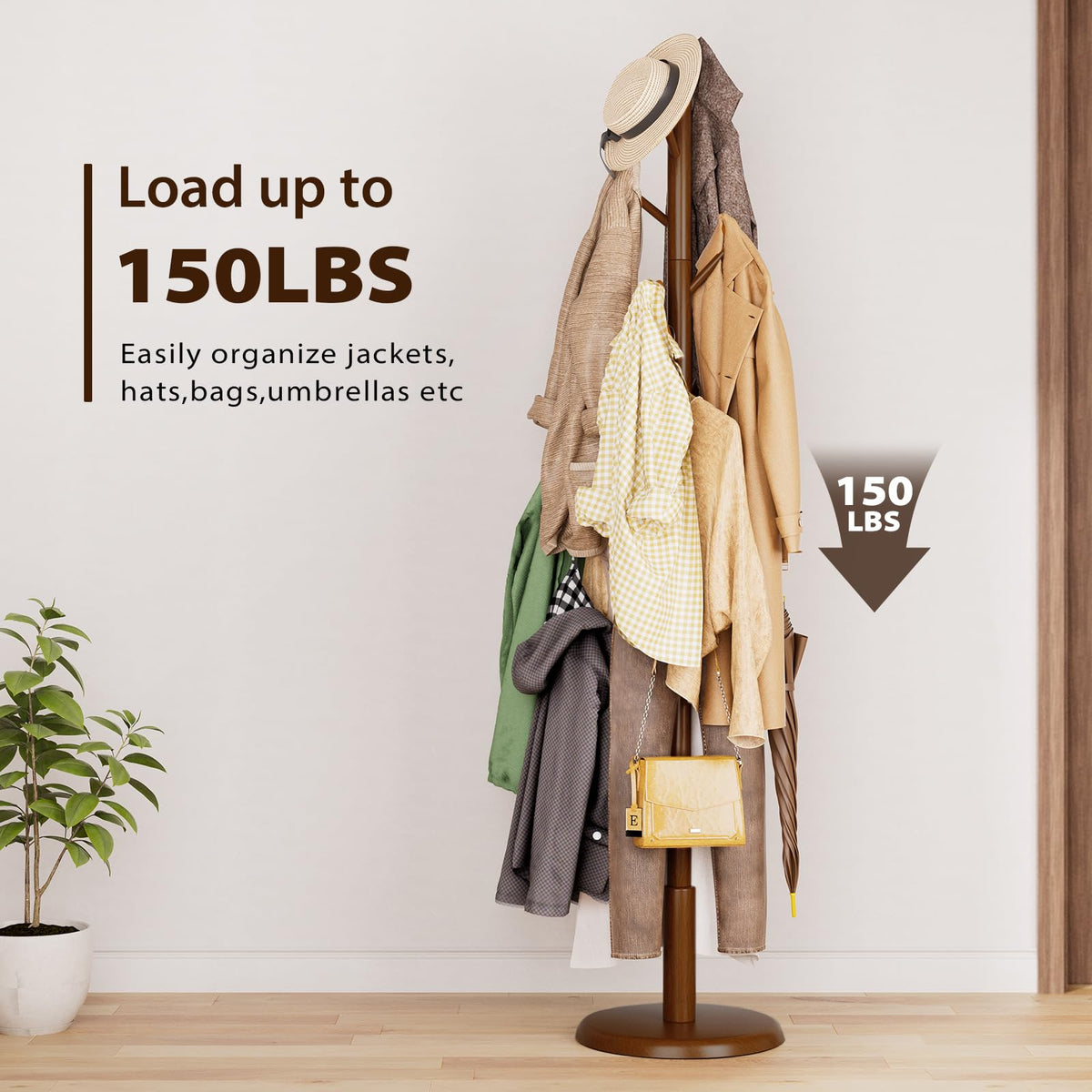 Solid Wood Coat Rack