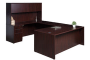 71" Executive U-Shape Desk with Pedestal & Hutch – Mahogany