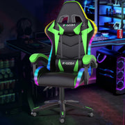 Bigzzia Gaming Chair with RGB LED Lights  for Kids & Adults (Black/Green)