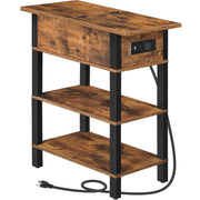 End Table with Charging Station & Storage Shelves