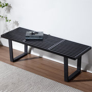 55" Industrial Wood Entryway Bench with Metal Frame