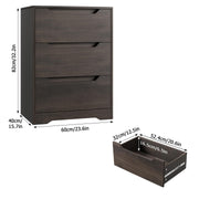 HOSTACK Modern 3 Drawer Dresser, Wood Chest of Drawers with Storage, Tall Nightstand with Cut-Out Handles, Side End Table, Accent Storage Cabinet for Living Room, Entryway, Dark Brown
