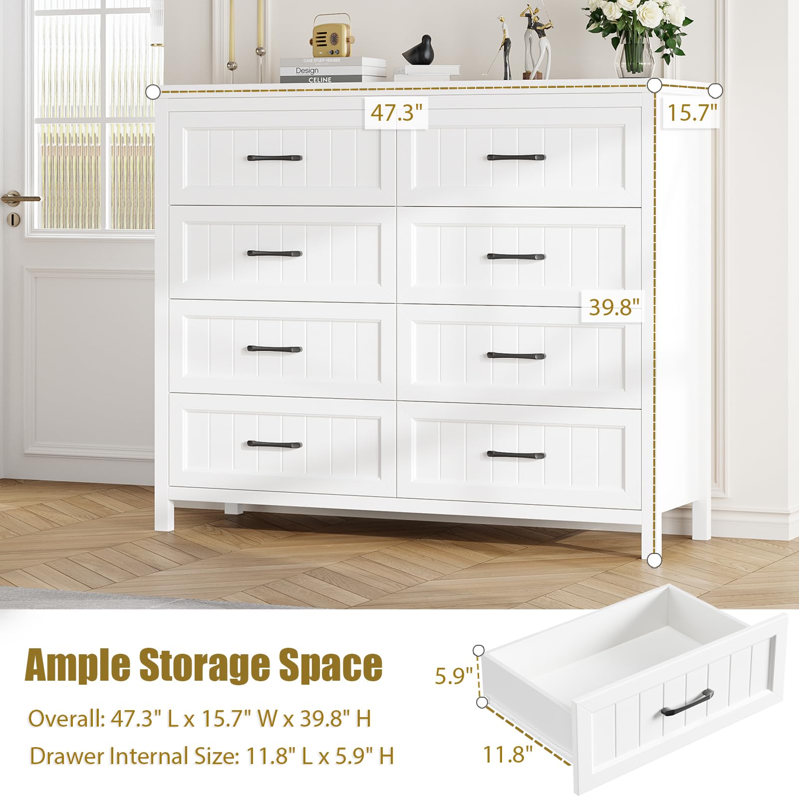 8-Drawer Farmhouse Dresser