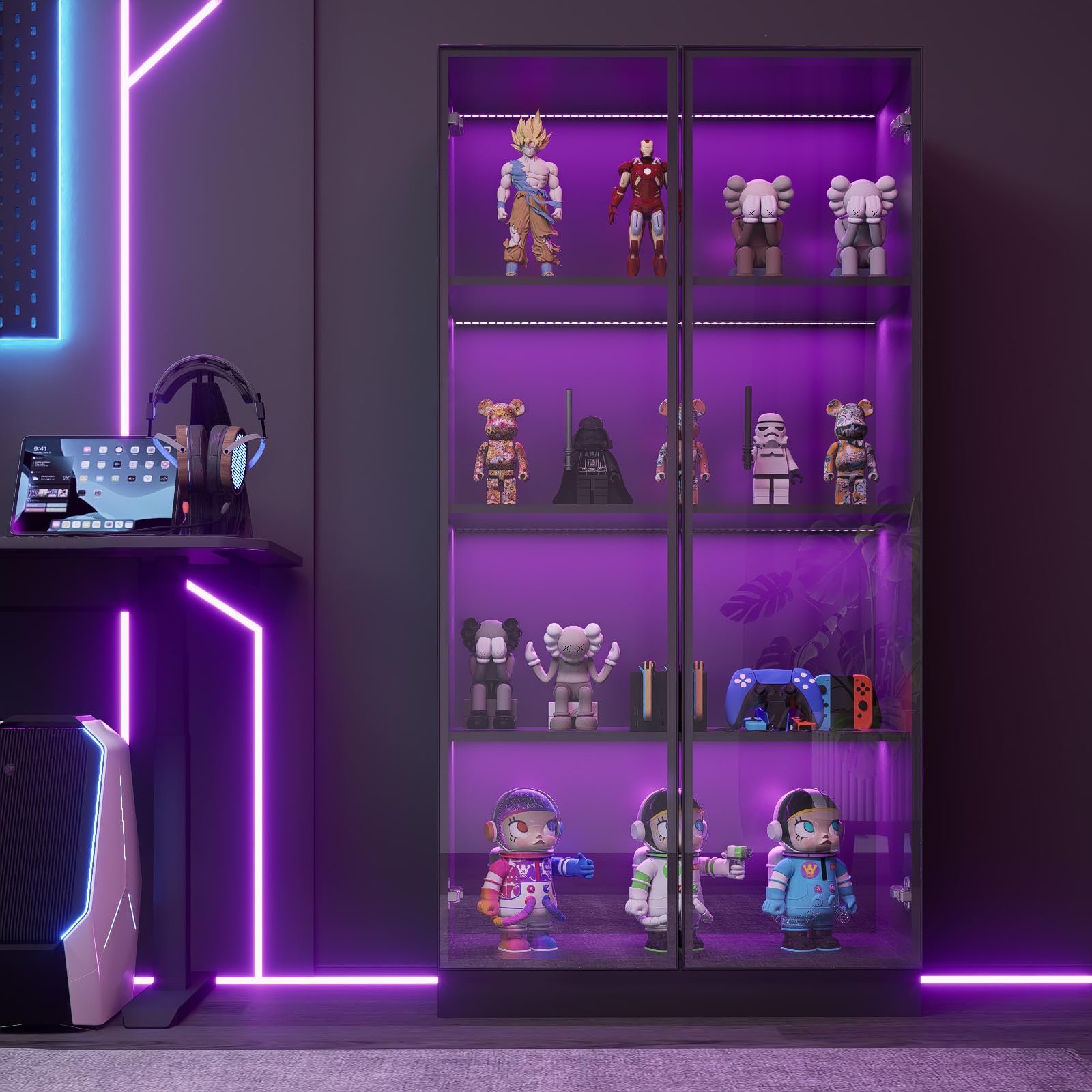 Glass Display Cabinet with LED Lights