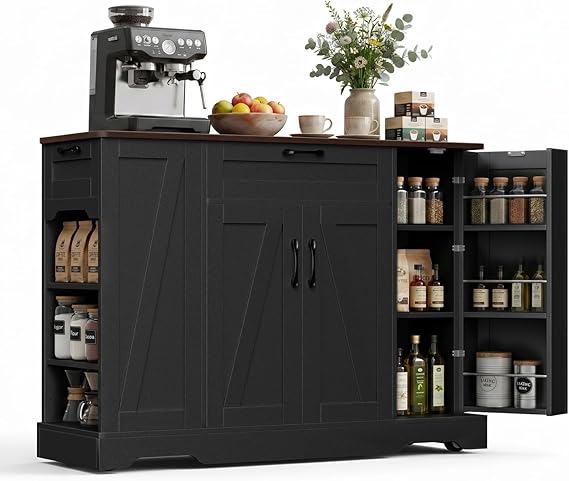 47" Rolling Kitchen Island Cart with Storage