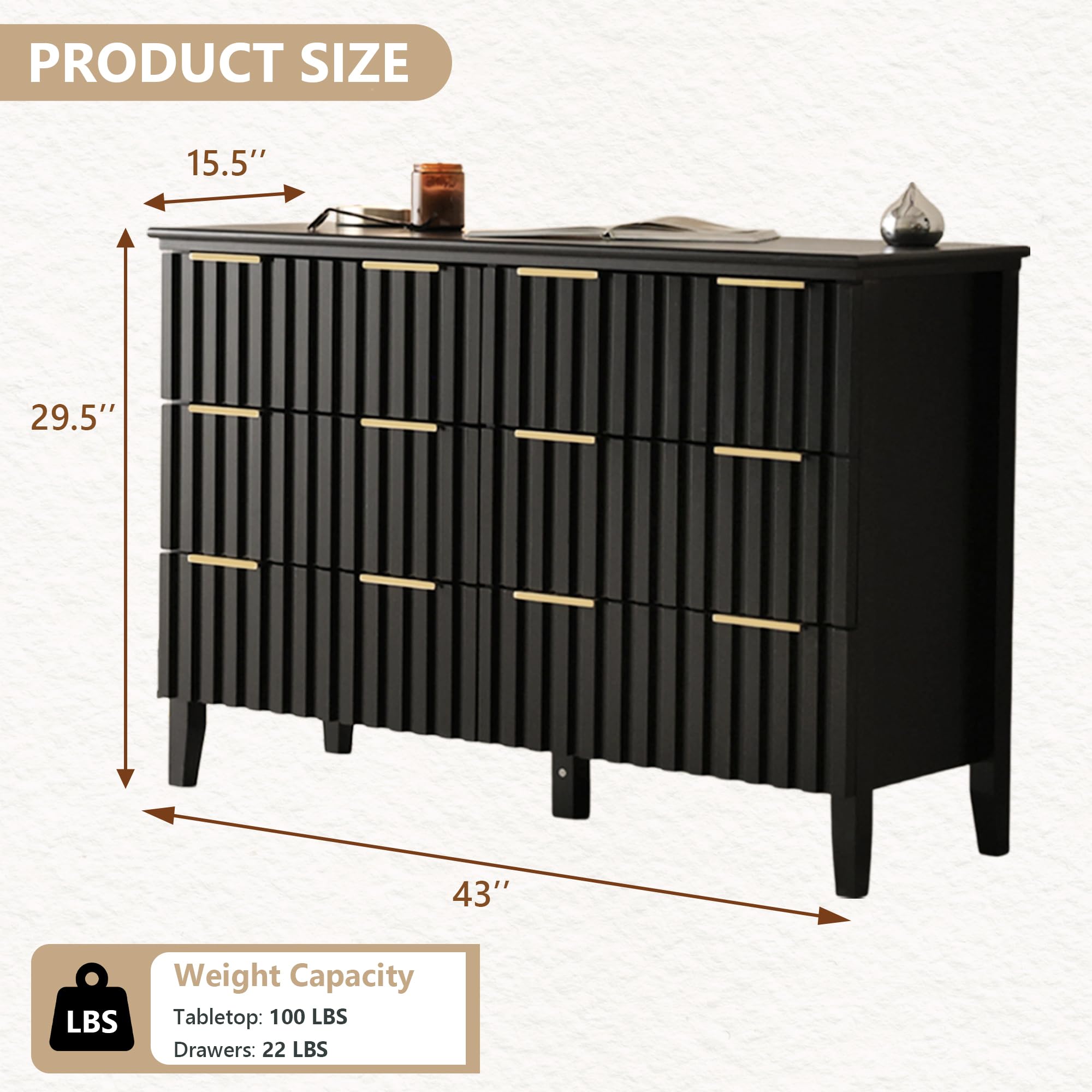 Fluted 3-Piece Bedroom Set – Dresser & 2 Nightstands