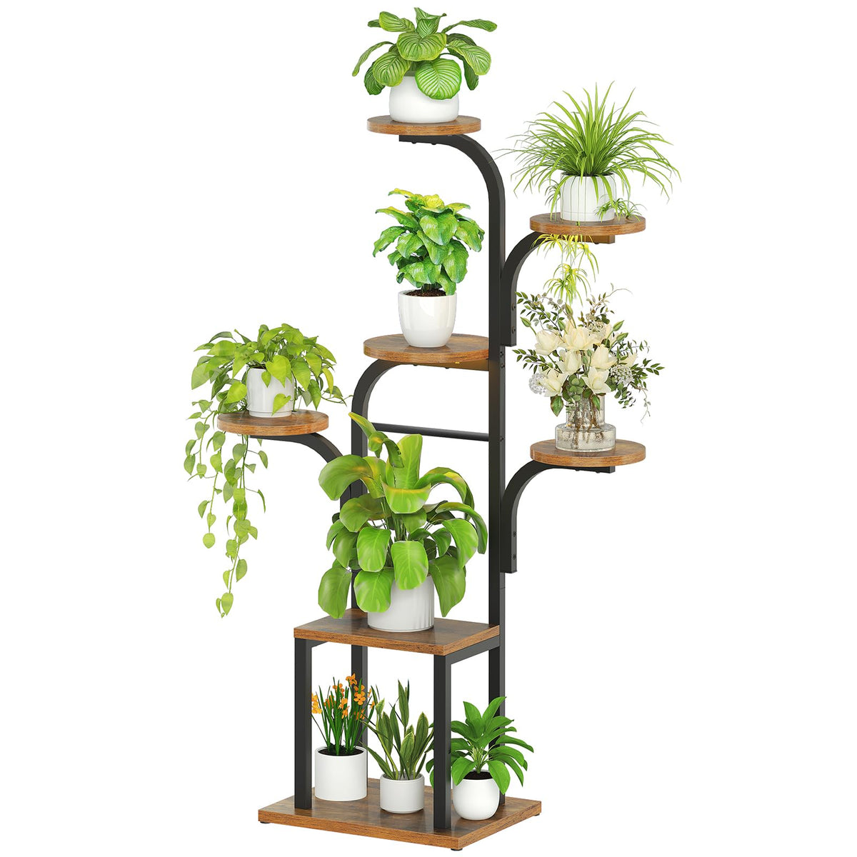 HOOBRO Plant Stand Indoor with Grow Lights, 47.2" Tall Metal Plant Shelf