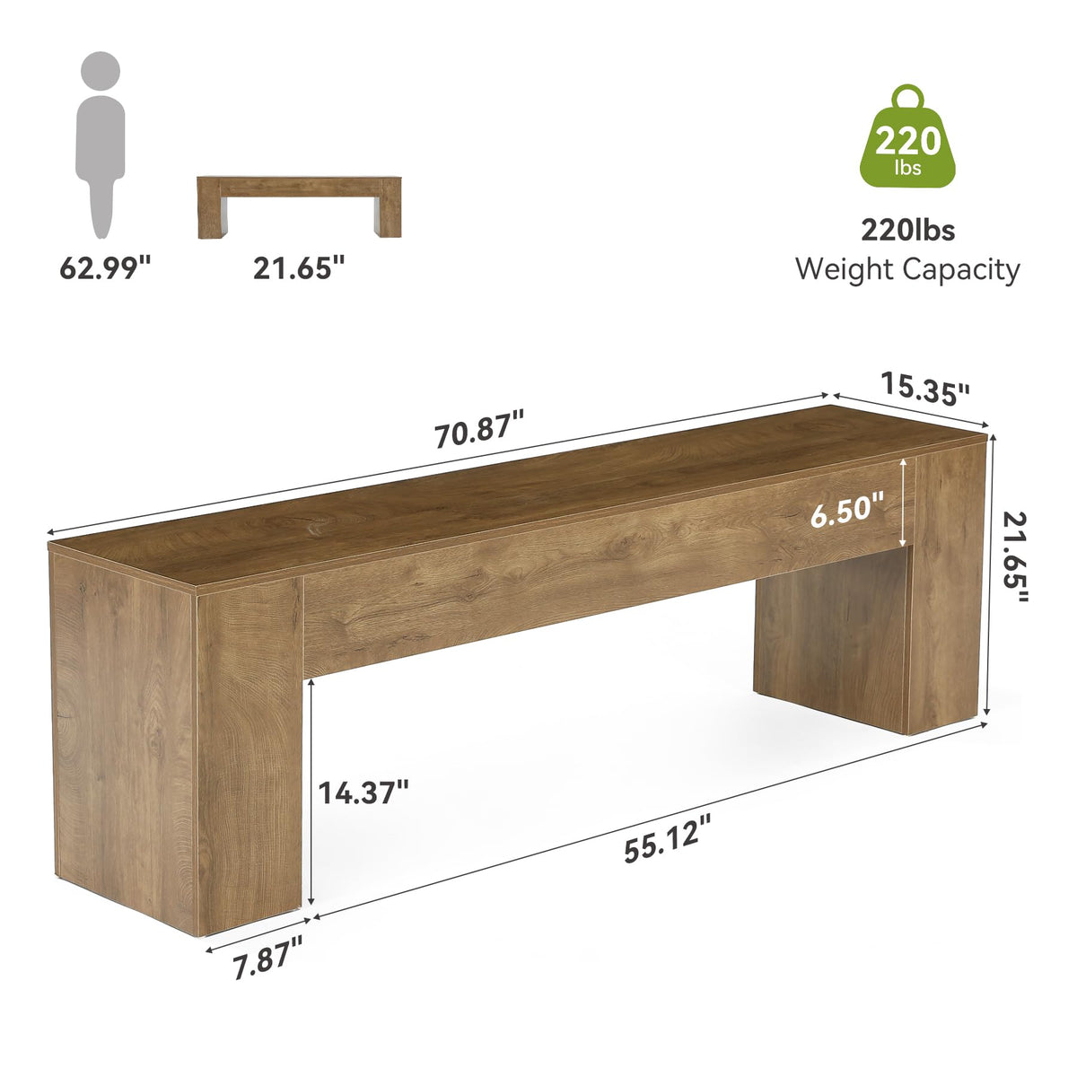 LITTLE TREE 70.8" TV Stand, Wooden Entertainment Center, Low TV Console Table for TVs Up to 80", Modern Chic Entertainment Center for Living Room, Bedroom, Apartment, Rustic Brown, Easy Assembly