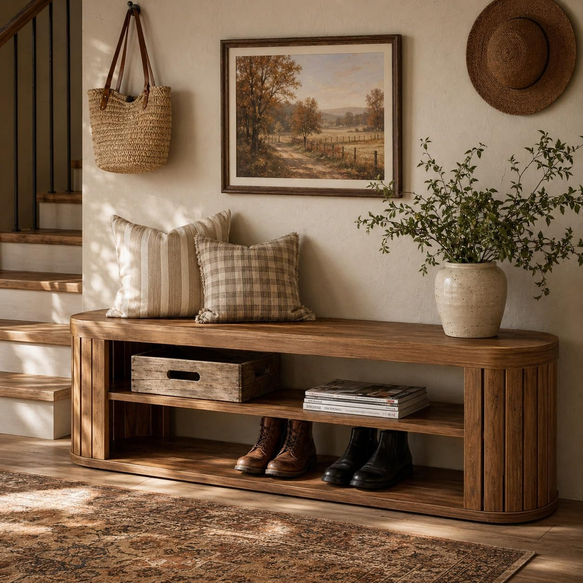 Tribesigns 47.2" 3-Tier Entryway Bench with Shoe Storage