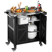 Outdoor Rolling BBQ Prep Cart