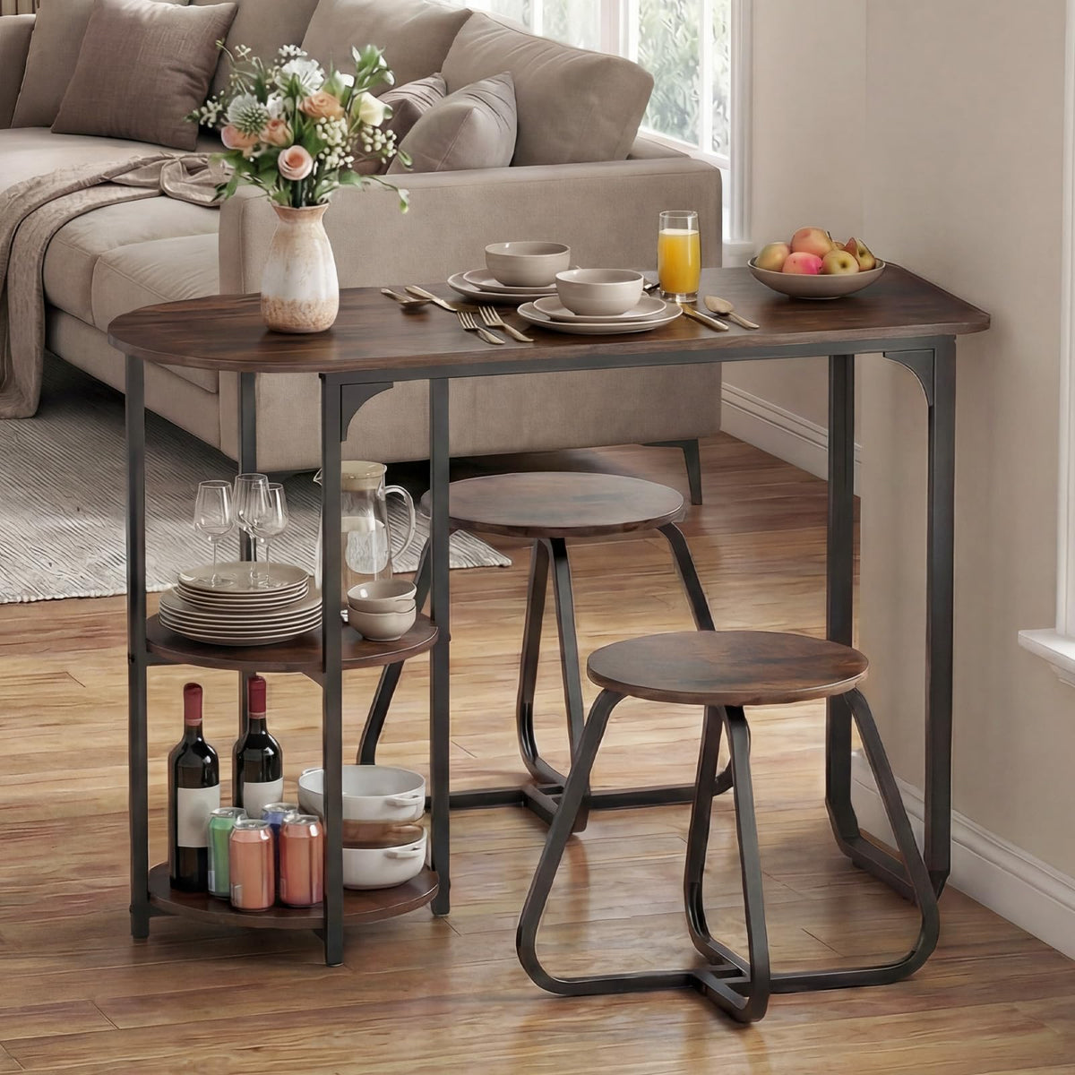 3-Piece Dining Set with Storage