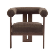Velvet Accent Chair with Curved Backrest & 3-Leg Wood Base