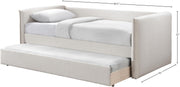 Meridian Furniture ColtonCream-T Colton Collection Modern | Contemporary Twin Daybed with Soft Cream Durable Linen Textured Fabric, Twin Trundle, 84.5" W x 45" D x 32" H, Cream