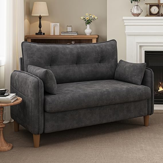 Tufted Loveseat Sofa – 2-Seater Chenille Couch