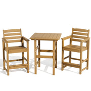 3-Piece Outdoor HDPE Patio Bar Set with 2 Chairs and Table