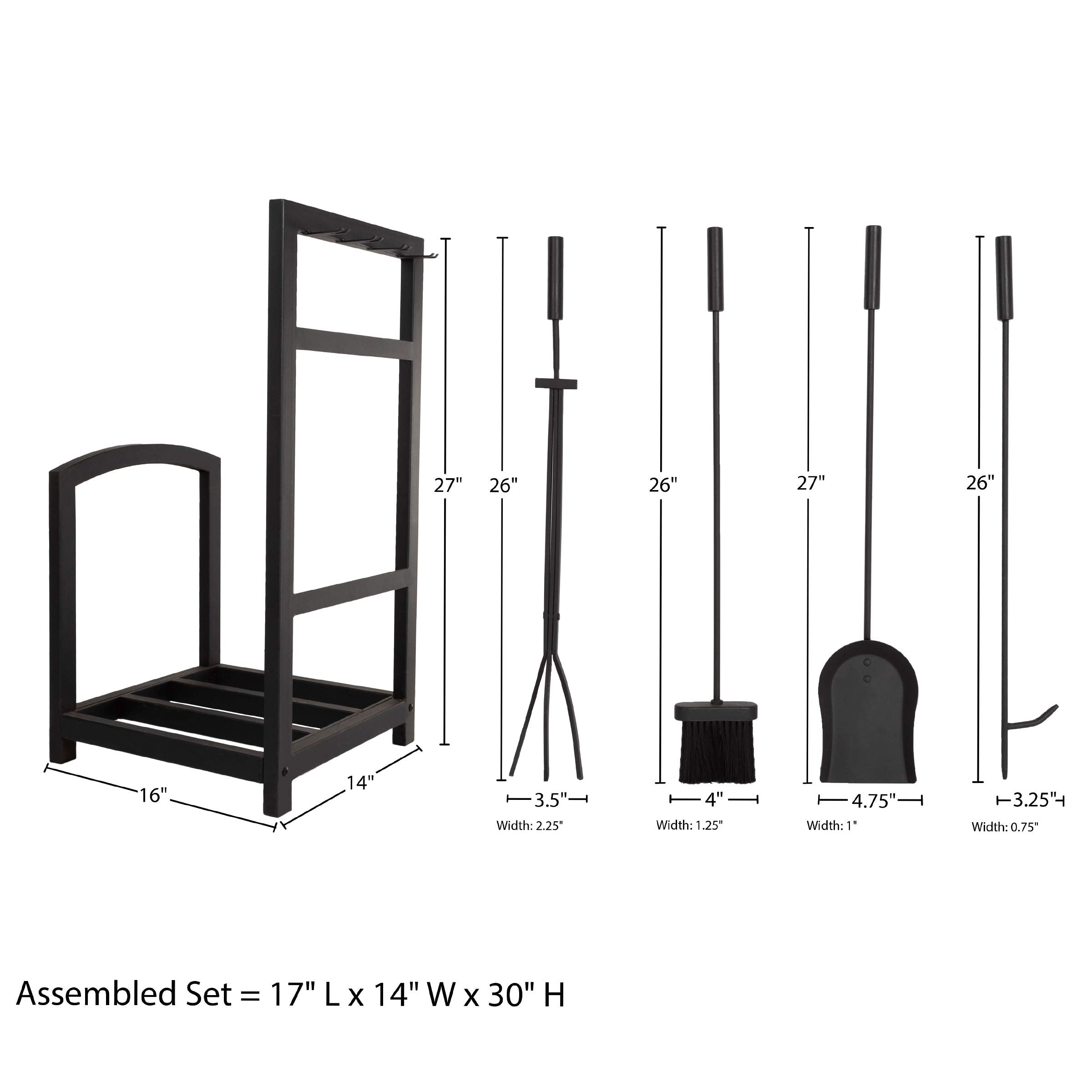 Wrought Iron Fireplace Tool Set with Log Rack