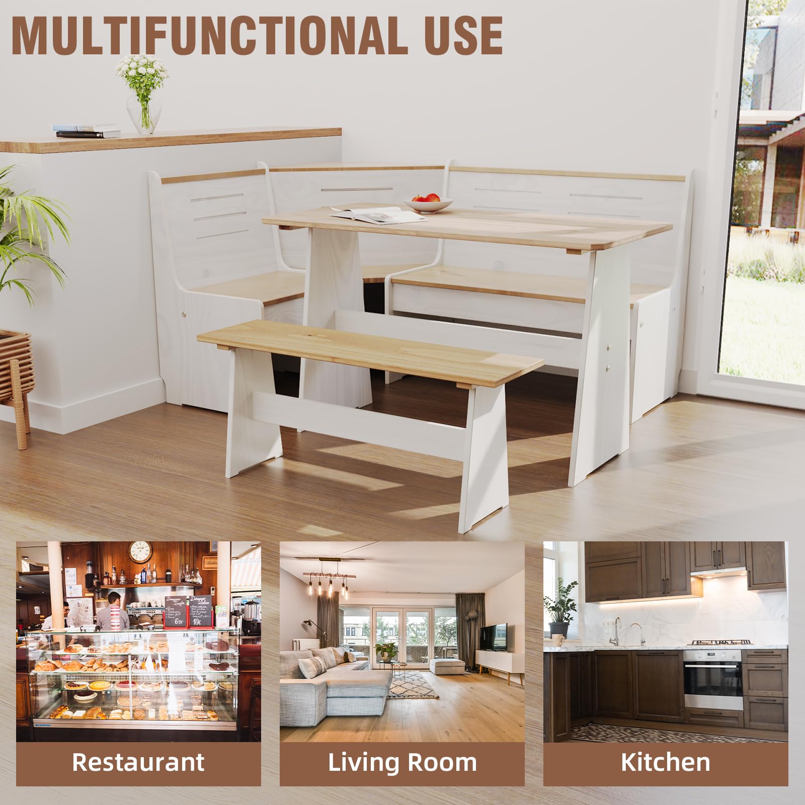 L-Shaped Corner Breakfast Nook Dining Set
