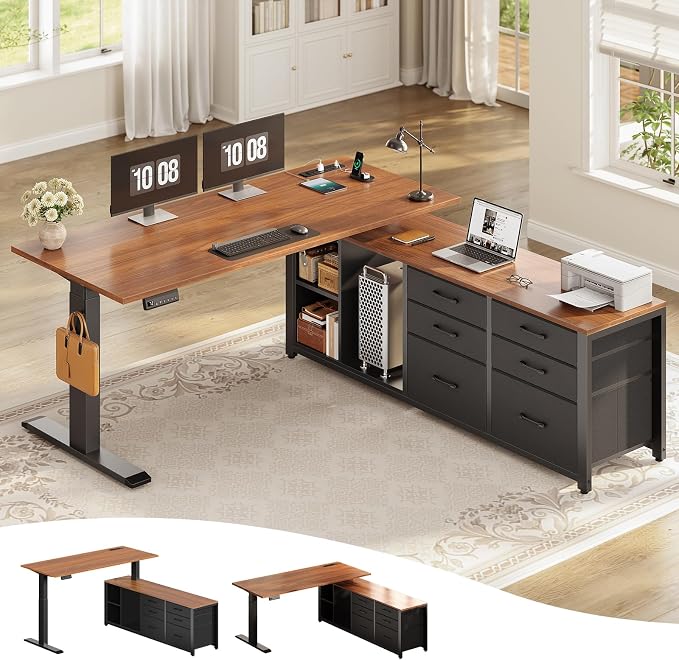 L-Shaped Electric Standing Desk