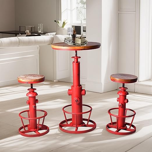3-Piece Bar Table Set with Adjustable Swivel Stools
