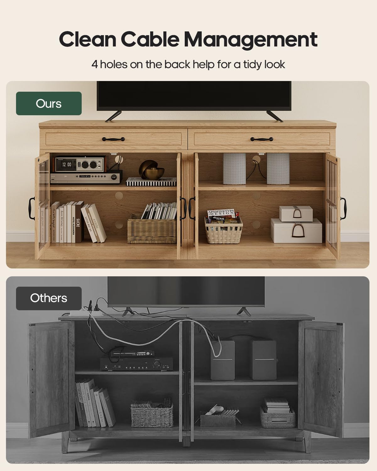 Small Coffee Bar Cabinet, 31.5" Sideboard Buffet with Adjustable Shelf