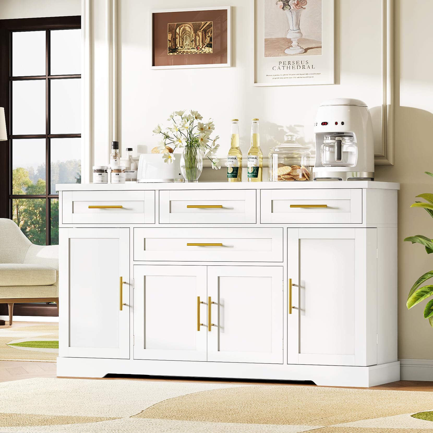 54" Buffet Cabinet with Storage & 4 Drawers