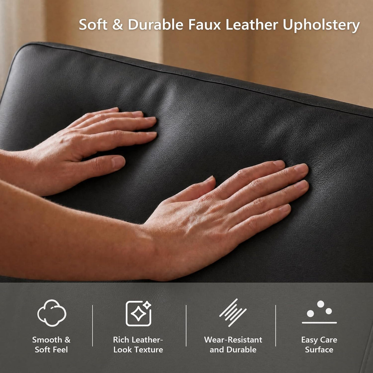 Black Faux Leather Sofa and Chair Set