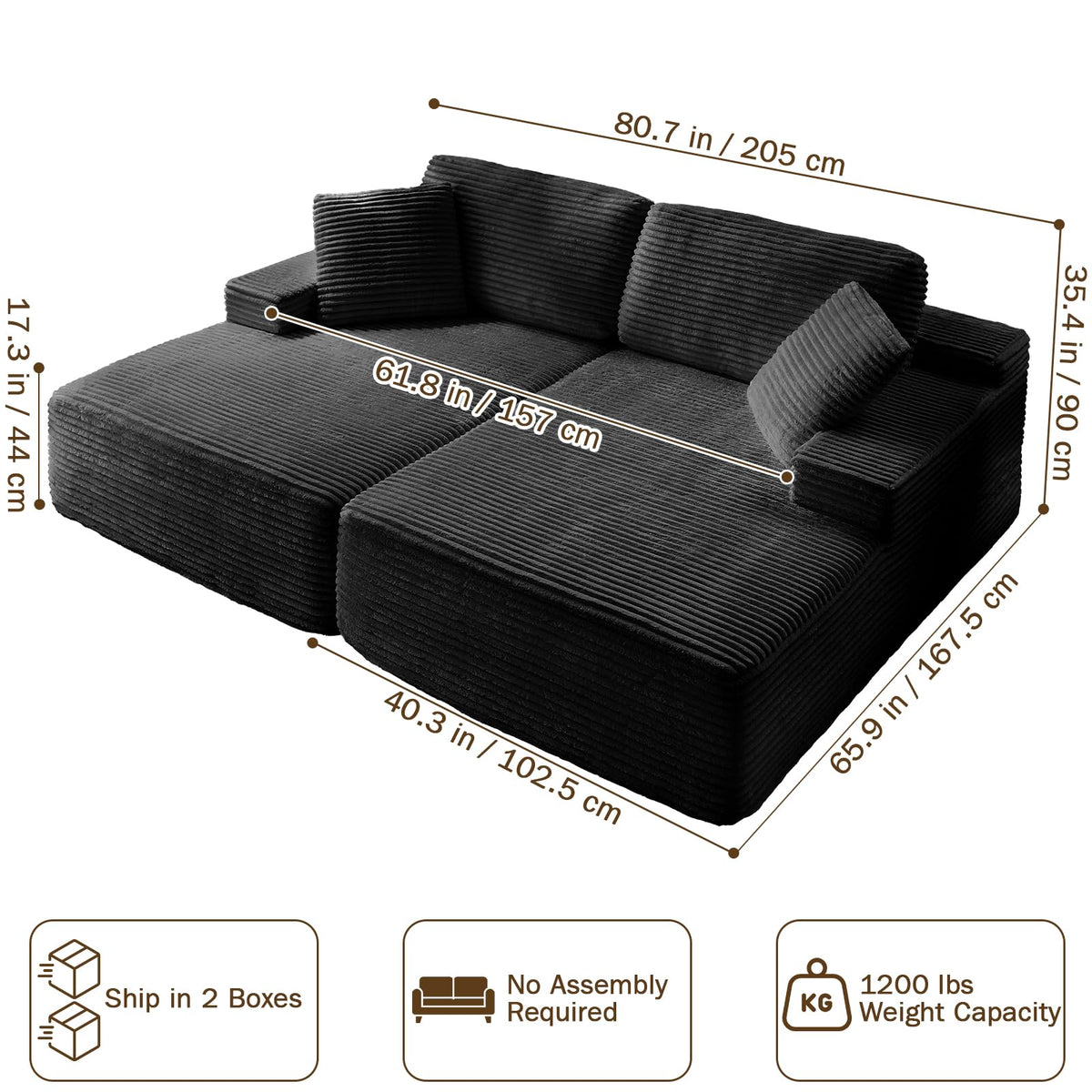 Corduroy Double Chaise Lounge