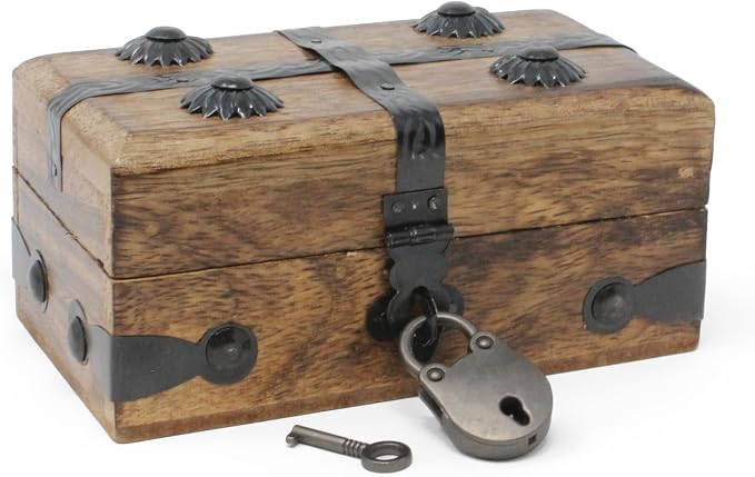 Wooden Treasure Chest with Lock