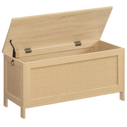 Storage Bench with Faux Rattan Lid & Safety Hinge