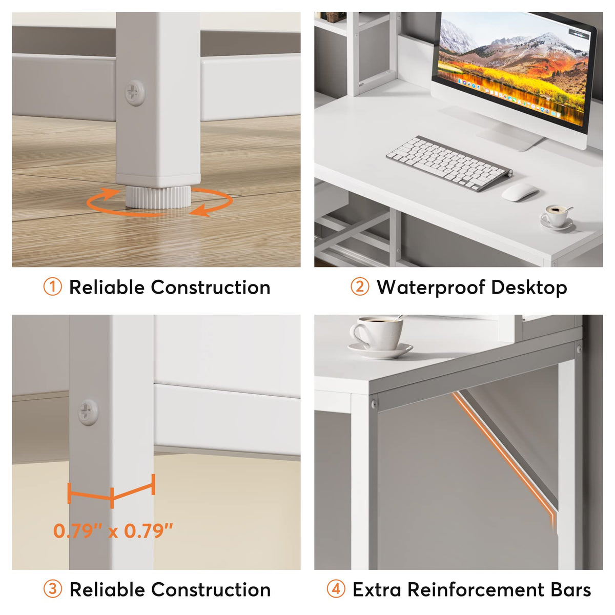 Computer Desk with Hutch and Drawers