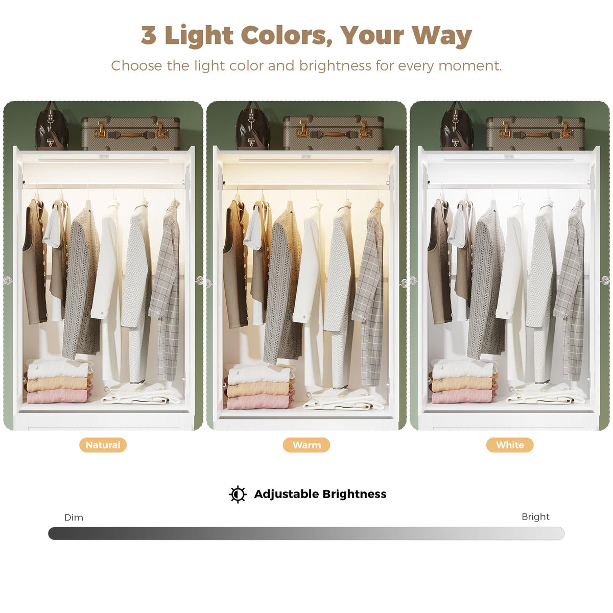 Glass Door Wardrobe with LED Lighting