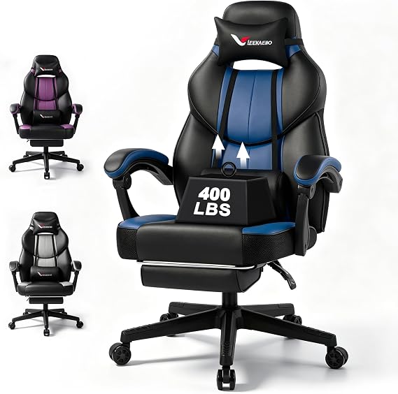 Wide Seat Gaming Chair with Footrest