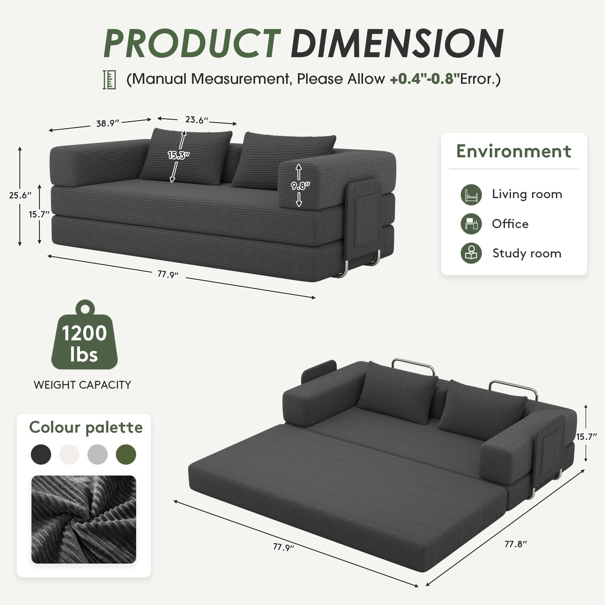 Corduroy Convertible Sofa Bed