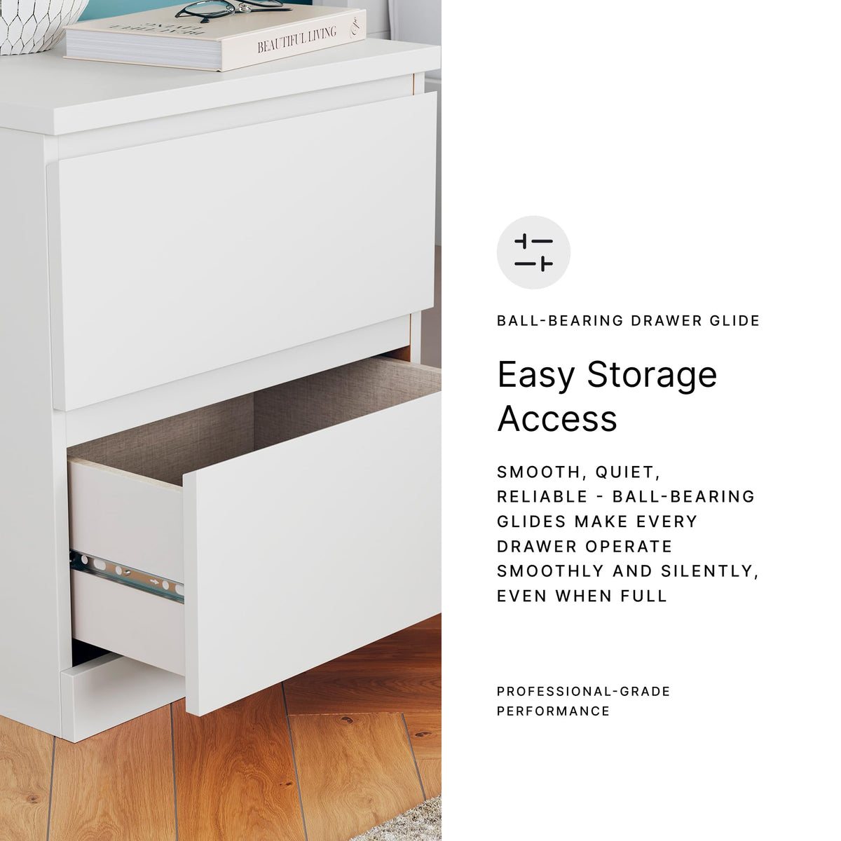 Signature Design by Ashley Onita 2-Drawer White Nightstand Bedside Table