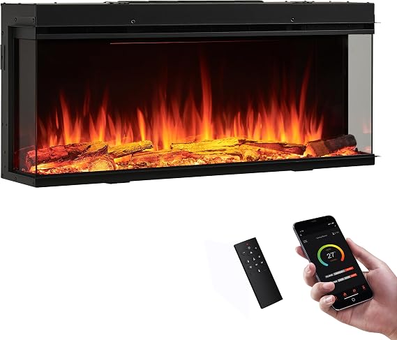 Built-In Electric Fireplace Insert, 1-3 Sided View, Smart Wi-Fi