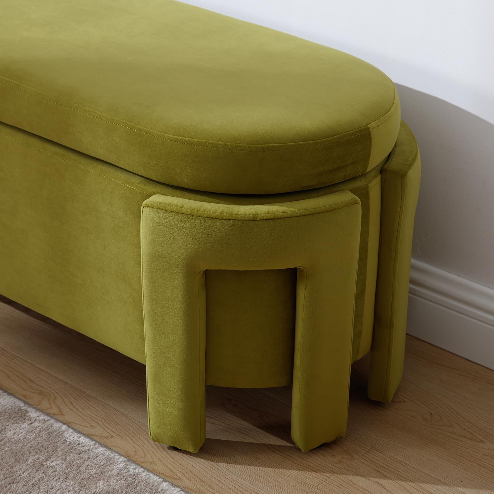 50" Upholstered Storage Bench with Oval Design