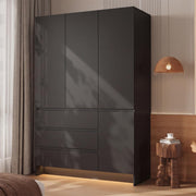 VOWNER Armoire Wardrobe Closet with 4 Doors, Bedroom Armoire with Mirrors