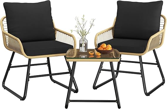 3-Piece Outdoor Wicker Bistro Set