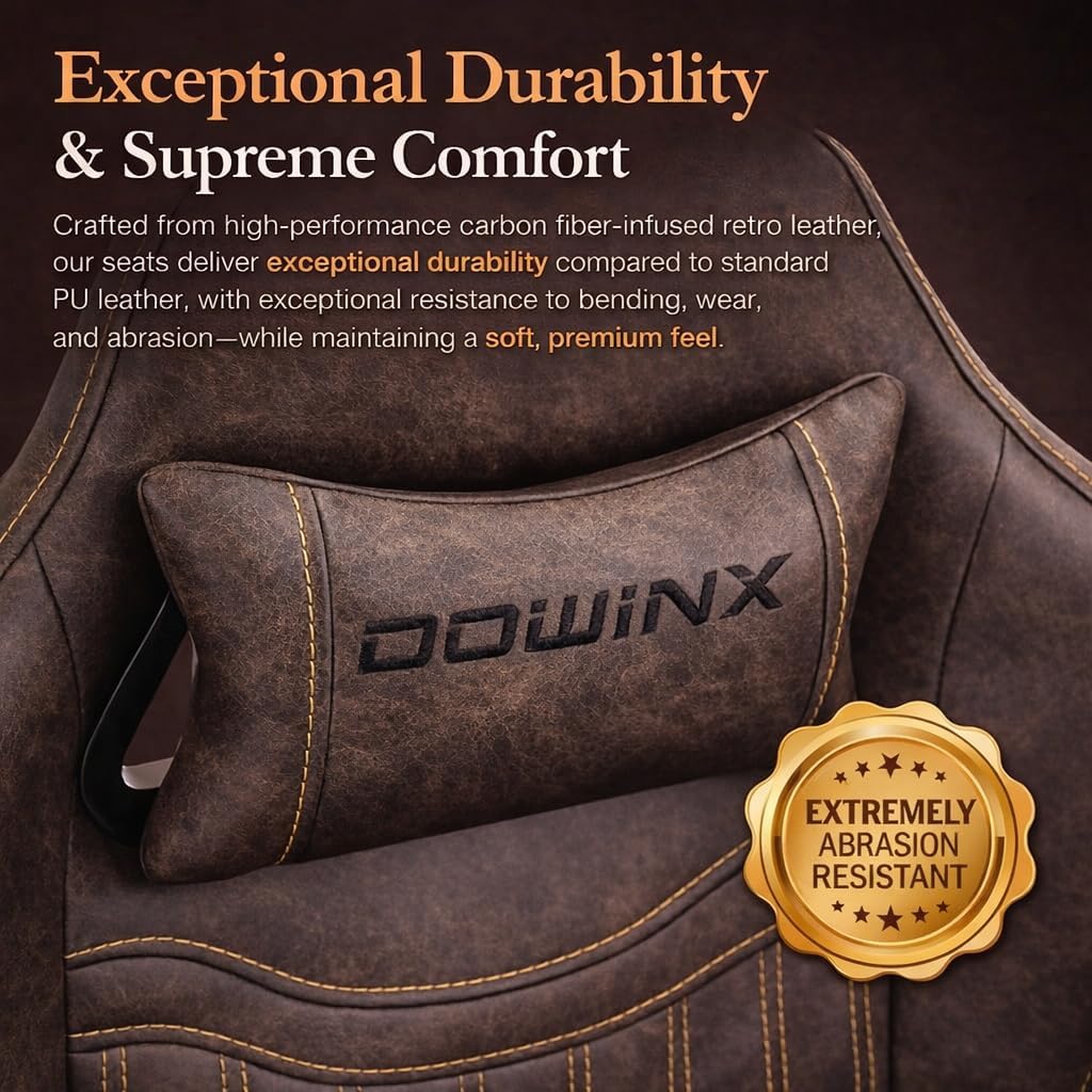 Gaming Chair with Footrest & Massage Lumbar Support