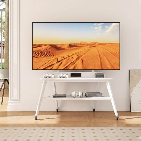 Solid Wood Rolling TV Stand