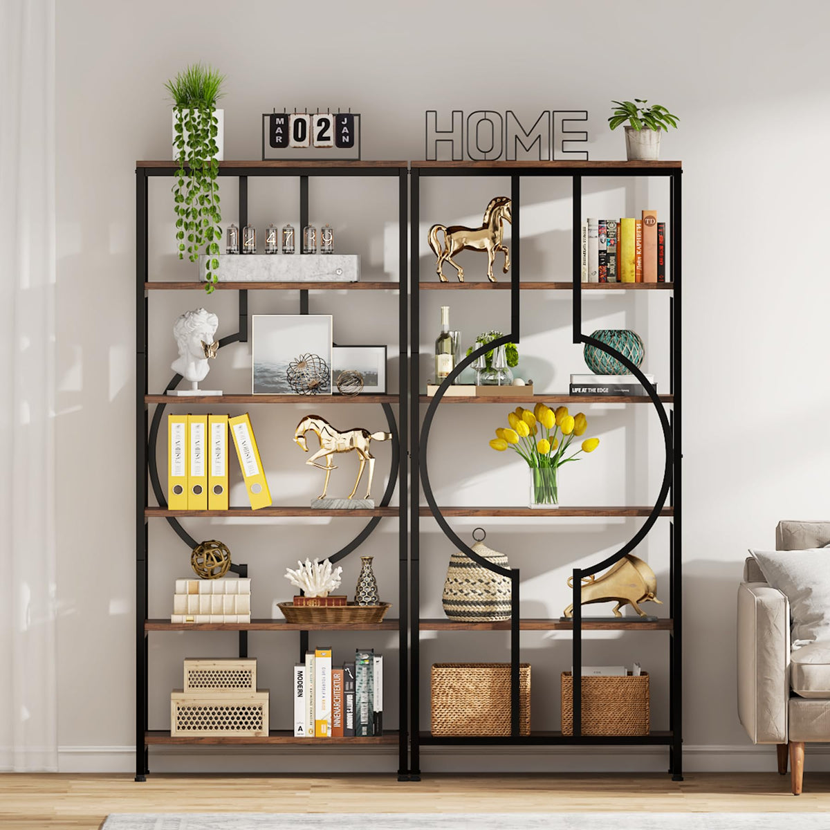 6-Tier Rustic Bookshelf
